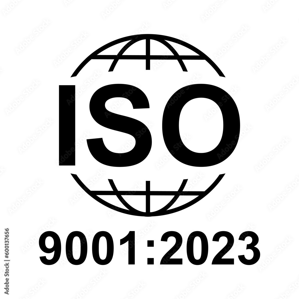 Iso 9001 icon. Standard quality symbol. Vector button sign isolated on white background Iso 9001 icon. Standard quality symbol. Vector button sign isolated on white background