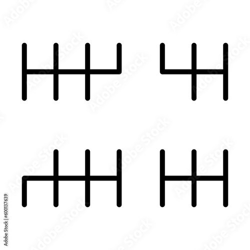 Set of Handle car manual shift lever icon, vehicle gear technology vector illustration equipment