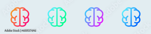 Brain line icon in gradient colors. Mind signs vector illustration.