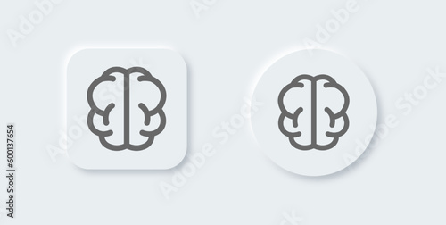 Brain line icon in neomorphic design style. Mind signs vector illustration.