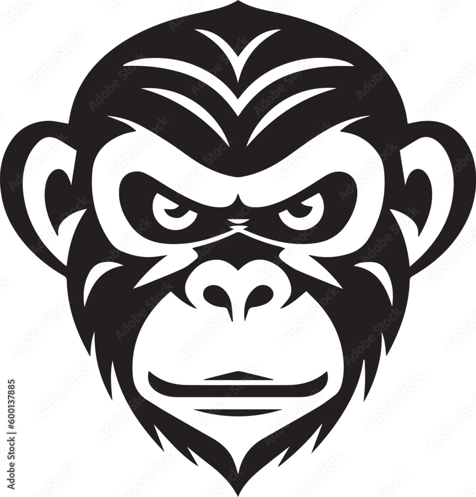 Monkey head logo, monkey face logo vector Illustration, on a isolated background, SVG Monkey head logo, monkey face logo vector Illustration, on a isolated background, SVG