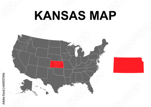 Kansas map shape, united states of america. Flat concept icon symbol vector illustration photo