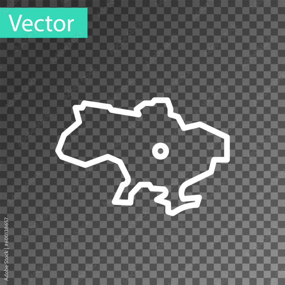 White line Map of Ukraine icon isolated on transparent background. Vector White line Map of Ukraine icon isolated on transparent background. Vector