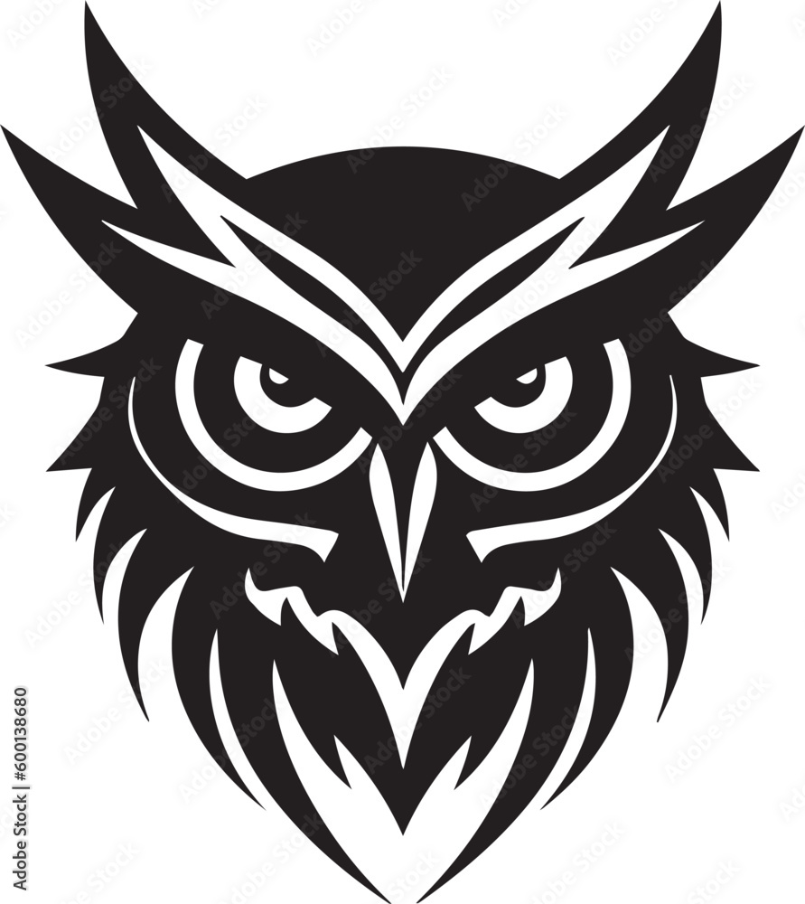 Owl head logo icon, Owl face vector Illustration, on a isolated background, SVG	