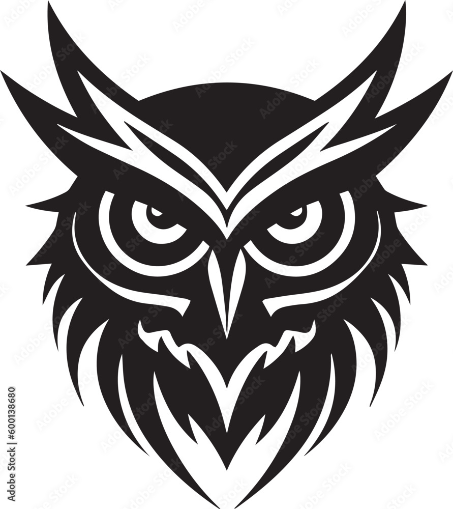Obraz premium Owl head logo icon, Owl face vector Illustration, on a isolated background, SVG 
