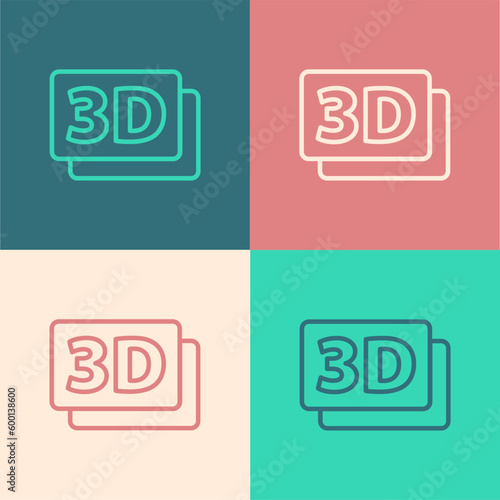Pop art line 3D word icon isolated on color background. Vector