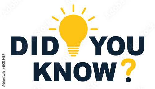 Did you know text isolated with bulb and interrogative icon - stock vector