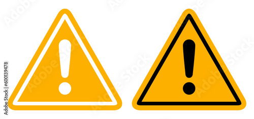 Warning, precaution, attention, alert icon, set exclamation mark in triangle shape – vector for stock