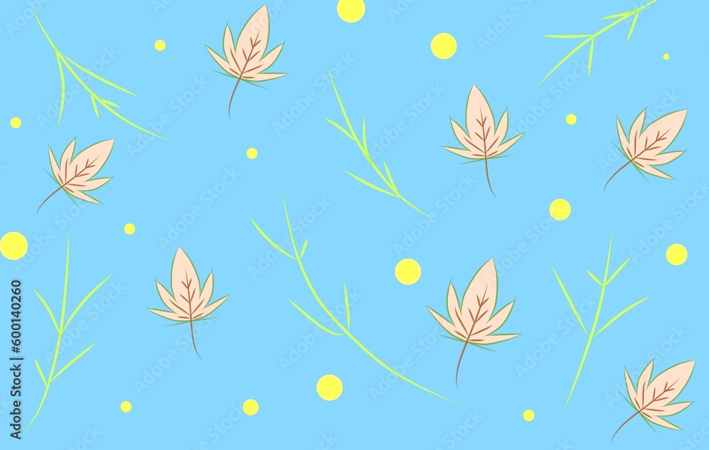 Seamless pattern background with leaves and grass for decoration wallpaper, print products, wrapping paper, clothes.