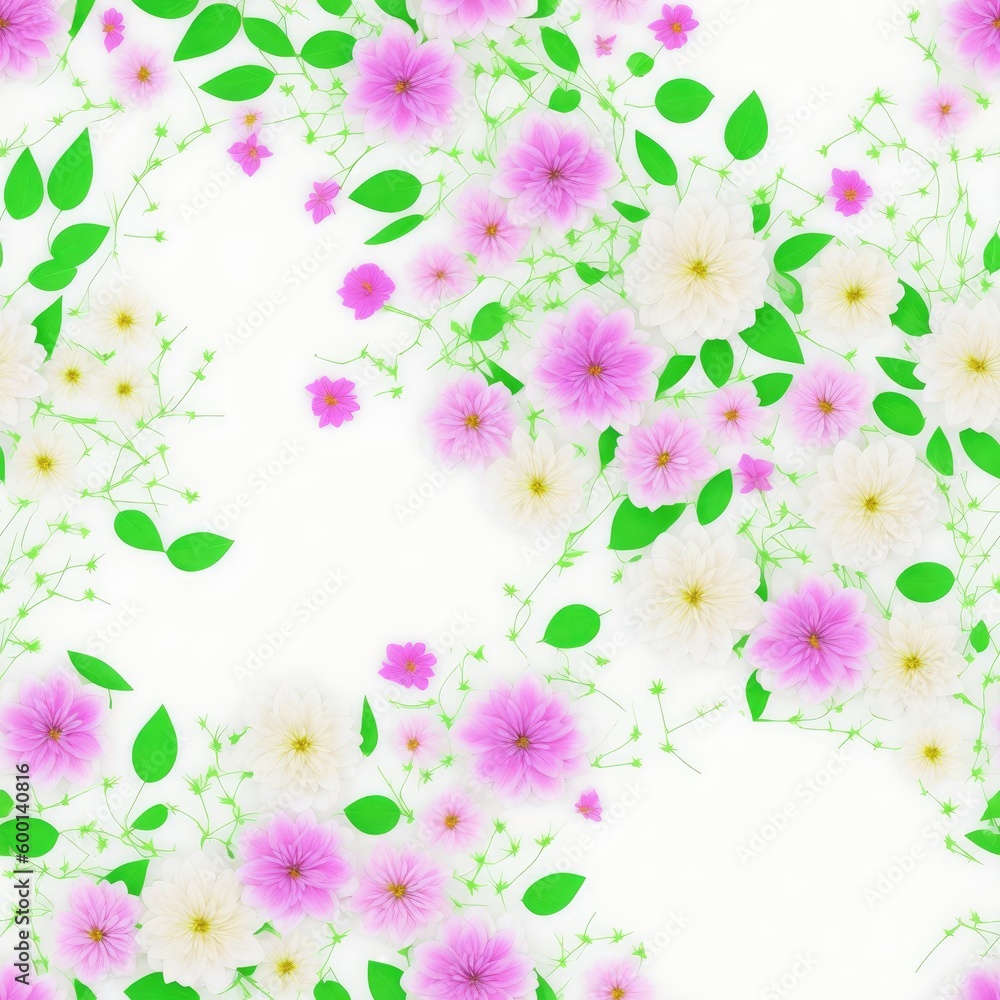 Flowers seamless pattern. Created by a stable diffusion neural network.