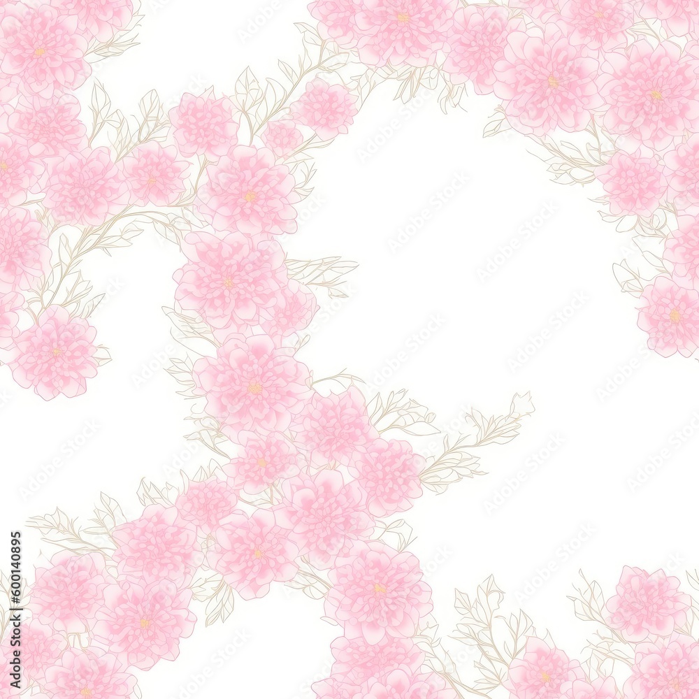 Flowers seamless pattern. Created by a stable diffusion neural network.