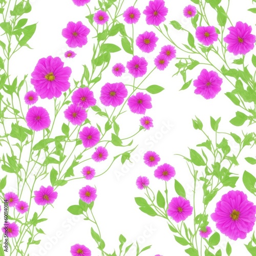 Flowers seamless pattern. Created by a stable diffusion neural network.