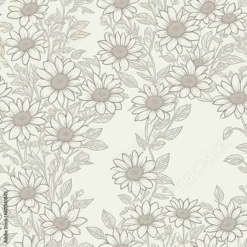 Flowers seamless pattern. Created by a stable diffusion neural network.