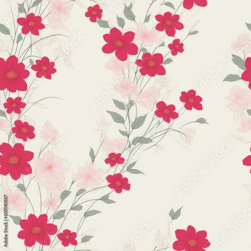 Flowers seamless pattern. Created by a stable diffusion neural network.