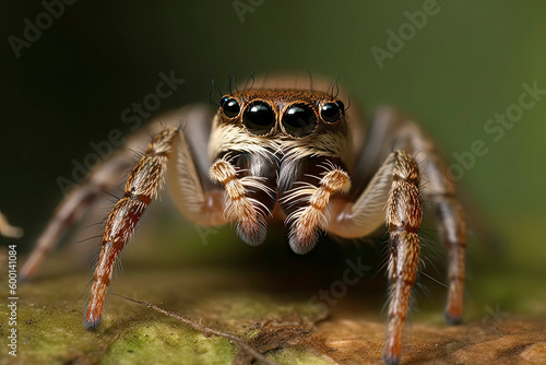 Spider portrait, jumping spider portrait - Pellenes tripunctatus photo