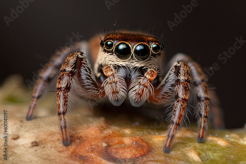 Spider portrait, jumping spider portrait - Pellenes tripunctatus