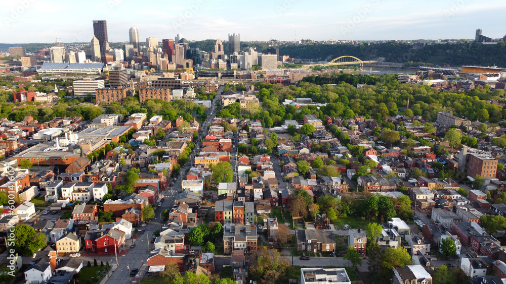 Pittsburgh North Side neighborhood aerial