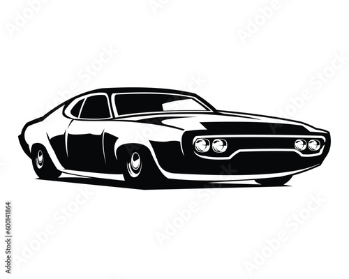 plymouth gtx 1971 car. silhouette logo vector. isolated white background view from side. Best for logo  badge  emblem  icon  sticker design. available in eps 10