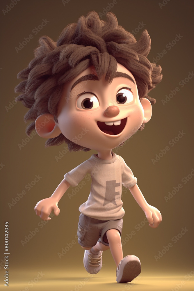 A little boy - cute cartoon character, 3d rendering. Generative AI A little boy - cute cartoon character, 3d rendering. Generative AI
