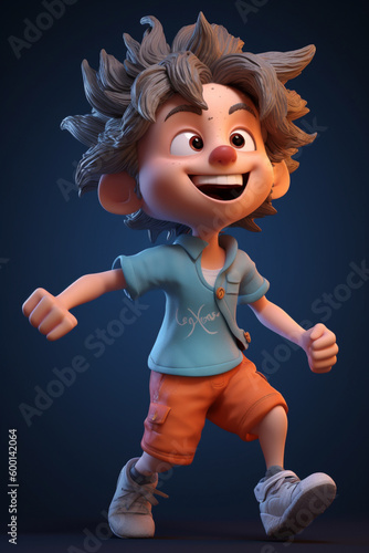 A little boy - cute cartoon character, 3d rendering. Generative AI
