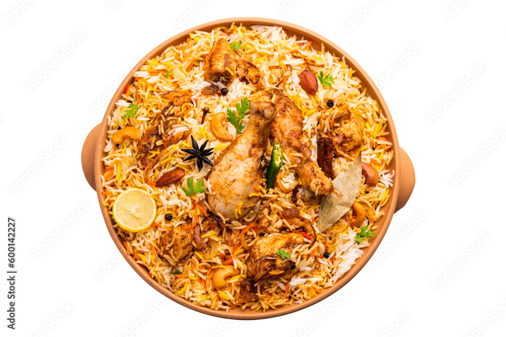 Handi Chicken Biryani png image_ Chicken biryani with isolated white
