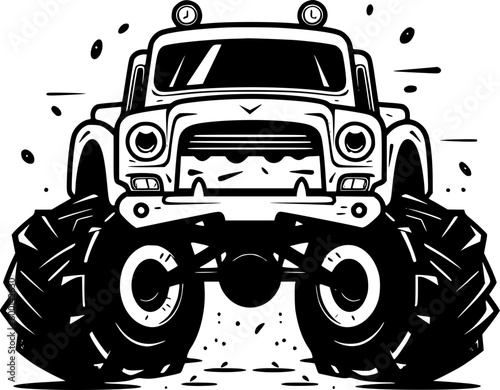 Monster Truck | Black and White Vector illustration