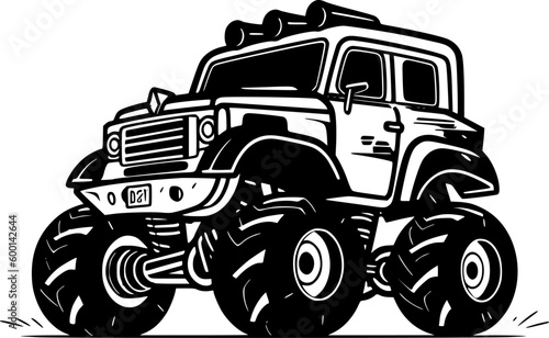 Monster Truck | Black and White Vector illustration