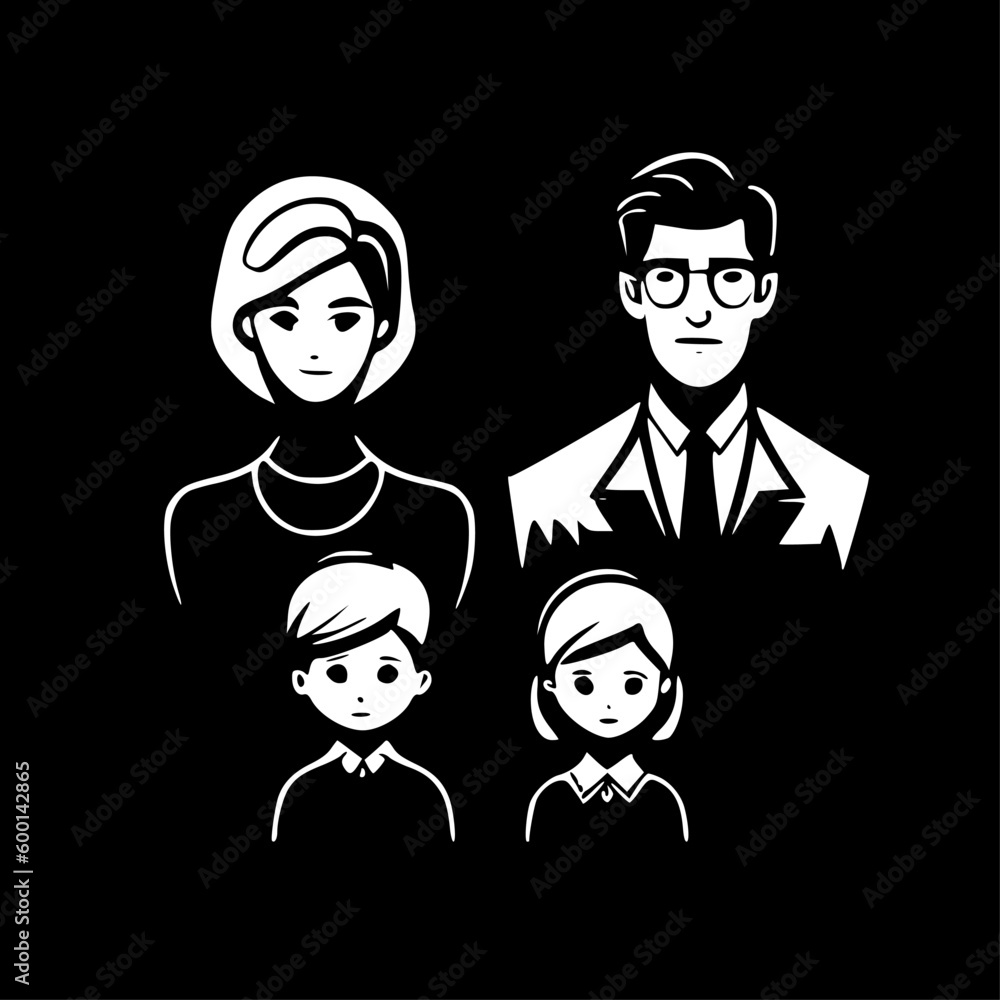 Family - Black and White Isolated Icon - Vector illustration Family - Black and White Isolated Icon - Vector illustration