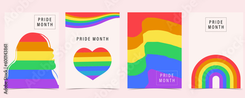 Pride month day background with heart and woman for postcard social media
