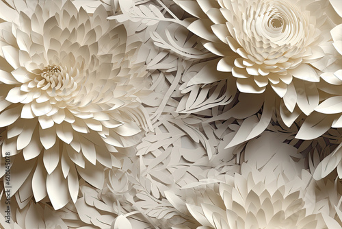 White Wedding  3D Floral Seamless Paper Patterns - Generative AI