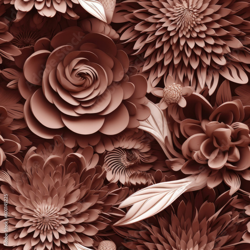 Elegant 3D Floral Seamless Paper Patterns - Generative AI
