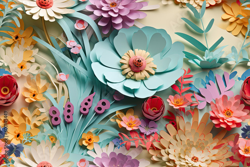 Spring 3D Floral Seamless Paper Patterns - Generative AI