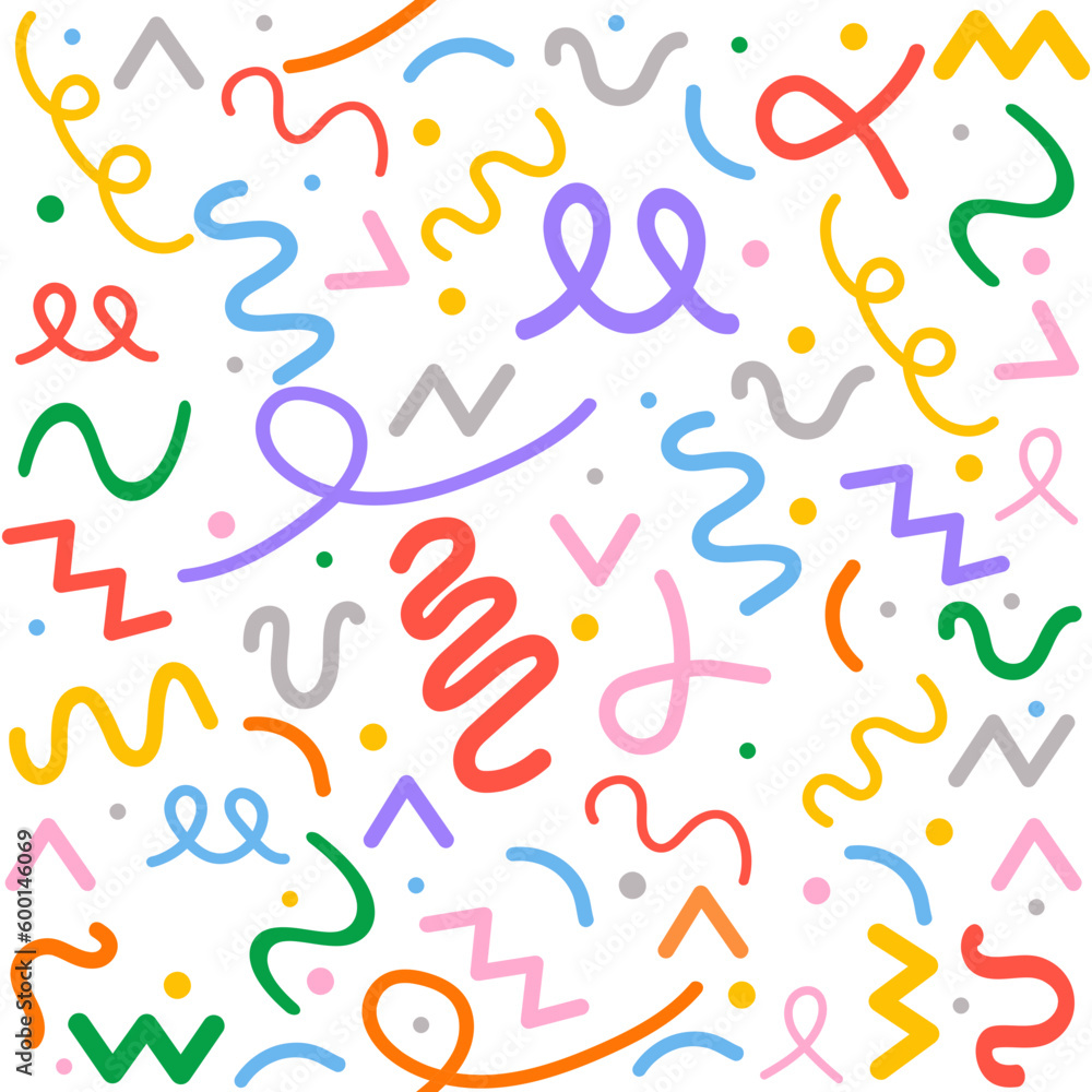 Hand drawn seamless colorful line doodle geometric pattern Hand drawn seamless colorful line doodle geometric pattern