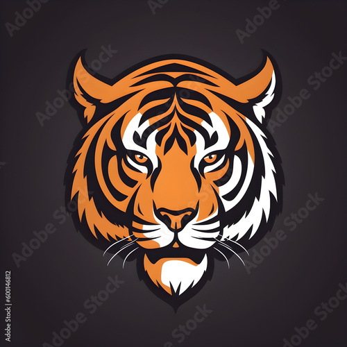 Fierce Tiger Vector Sticker, This image sticker features a powerful tiger with a fierce expression, It's great for use as a logo, on clothing, or as a print sticker. © Devynee