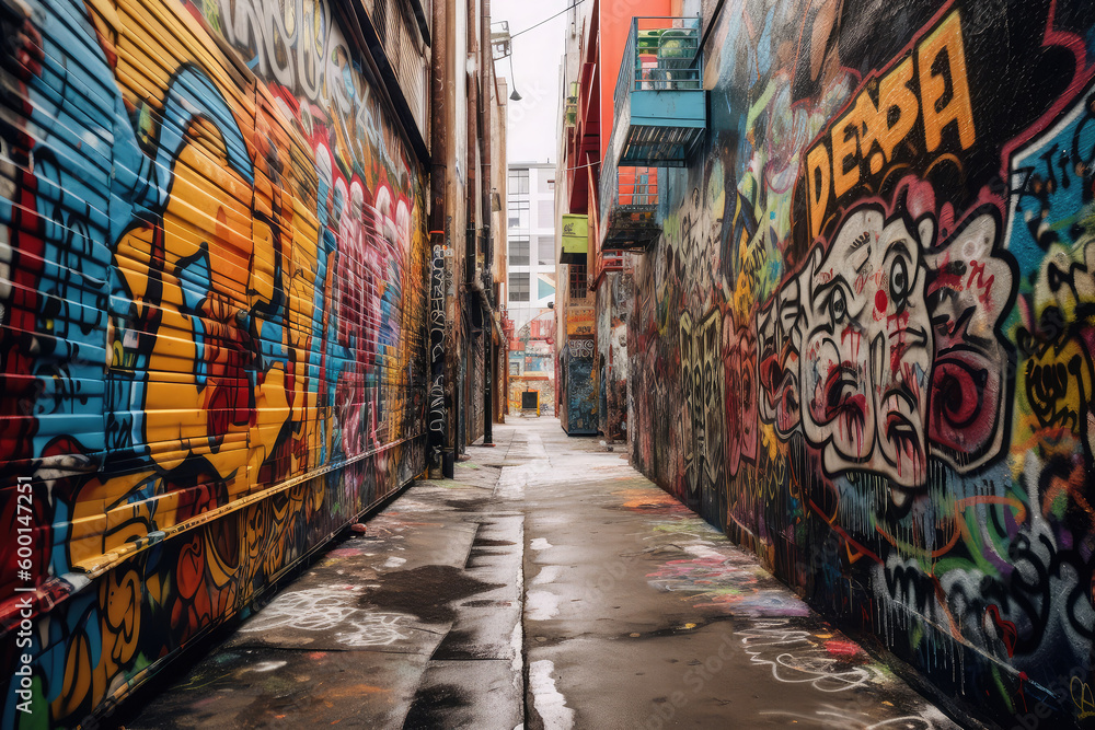 Naklejka premium Paint sprayed in alleys