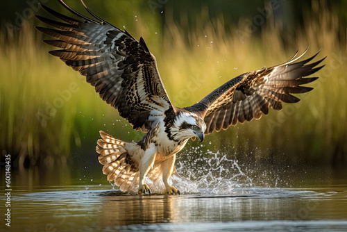 An amazing picture of an osprey or sea hawk trying to hunt © surassawadee
