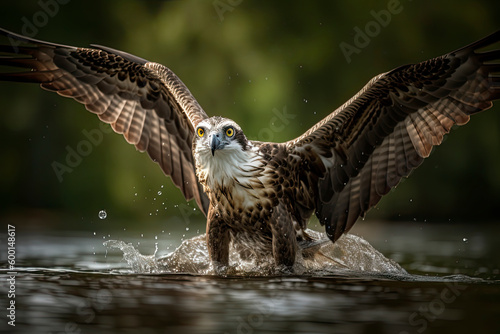 An amazing picture of an osprey or sea hawk trying to hunt © surassawadee