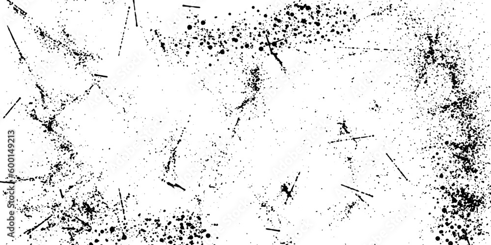 Grunge texture, spots, splashes, dots, veins, vector monochrome background. Old, shabby texture. Vector black background