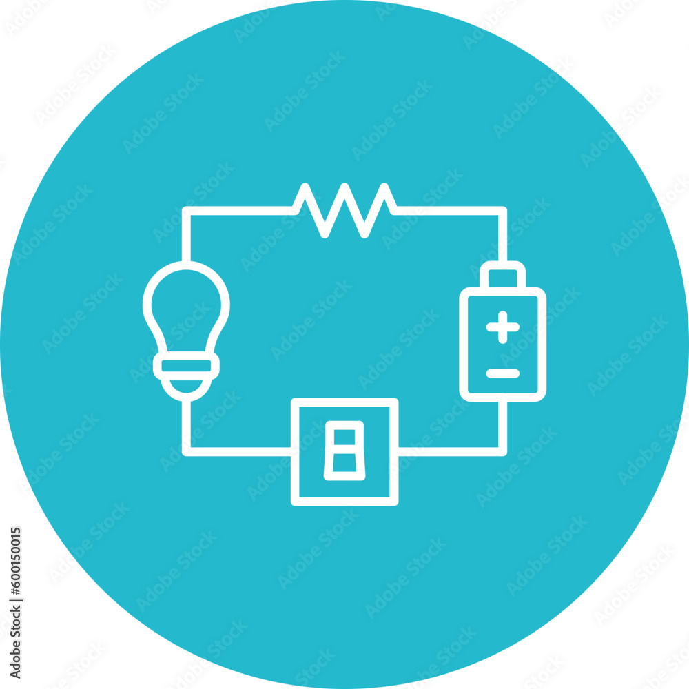 Electric Circuit Multicolor Circle Line Inverted Icon Electric Circuit Multicolor Circle Line Inverted Icon
