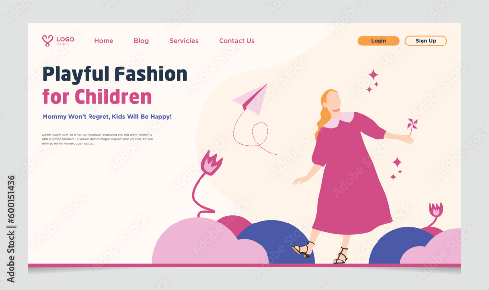 The Playing Girl in playful color Landing Page Template suitable for brochure template, graphic resources The Playing Girl in playful color Landing Page Template suitable for brochure template, graphic resources
