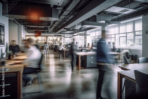 Wallpaper Mural Blurred Business people at work in rushing busy time in office. AI Generative. Torontodigital.ca