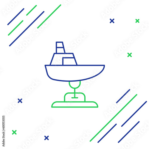 Line Swing boat on the playground icon isolated on white background. Childrens carousel with boat. Amusement icon. Colorful outline concept. Vector