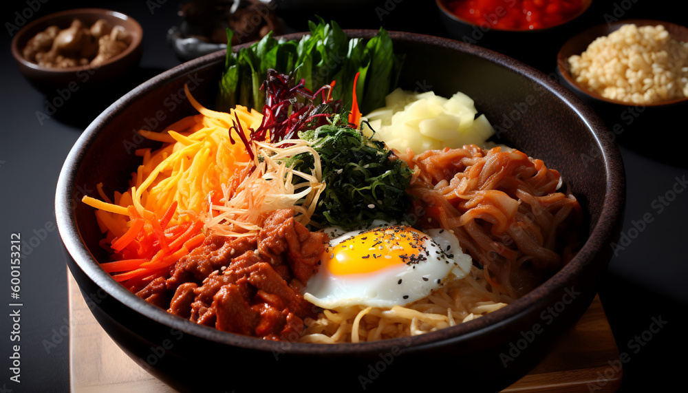 Experience the vibrant and diverse flavors of Korea with Bibimbap, a traditional dish that's packed with deliciousness. This colorful mix of rice, veggies, meat, and egg. Experience the vibrant and diverse flavors of Korea with Bibimbap, a traditional dish that's packed with deliciousness. This colorful mix of rice, veggies, meat, and egg.