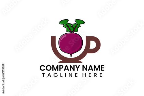 Flat coffee cup beetroot  logo icon template vector design illustration