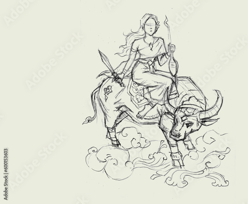 Wallpaper Mural sketch of angel and sward  pencil drawing for card decoration illustration Torontodigital.ca