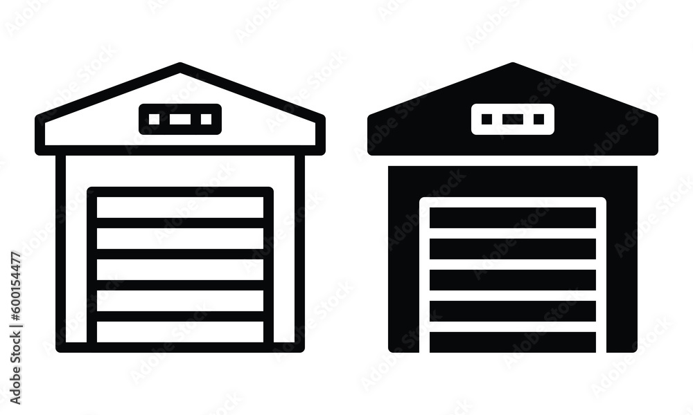 Warehouse icon with outline and glyph style. Warehouse icon with outline and glyph style.