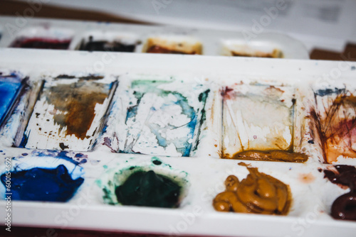 Palette with watercolor paints