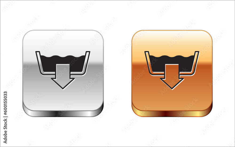Black Washing modes icon isolated on white background. Temperature wash. Silver and gold square buttons. Vector Black Washing modes icon isolated on white background. Temperature wash. Silver and gold square buttons. Vector