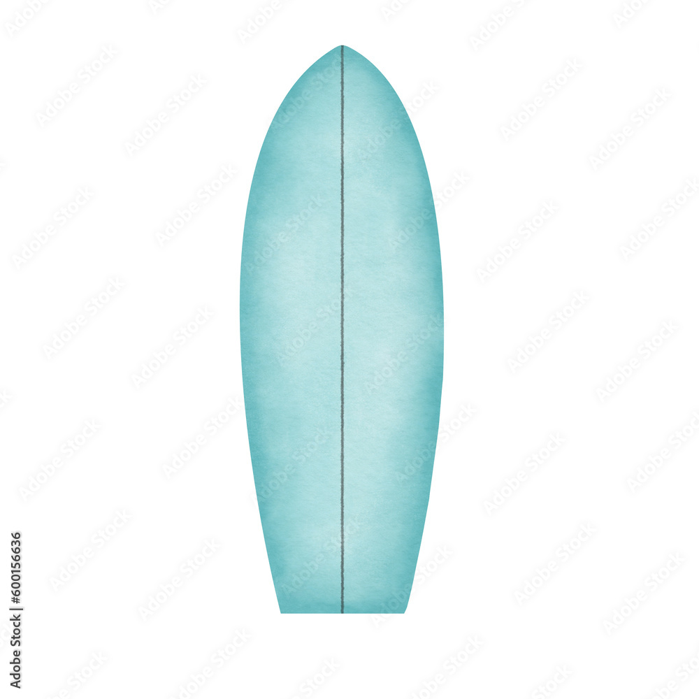 blue surfboard watercolor illustration blue surfboard watercolor illustration