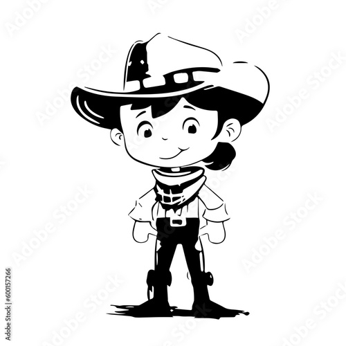 Cute Cartoon Little Cowboy Vector Illustration